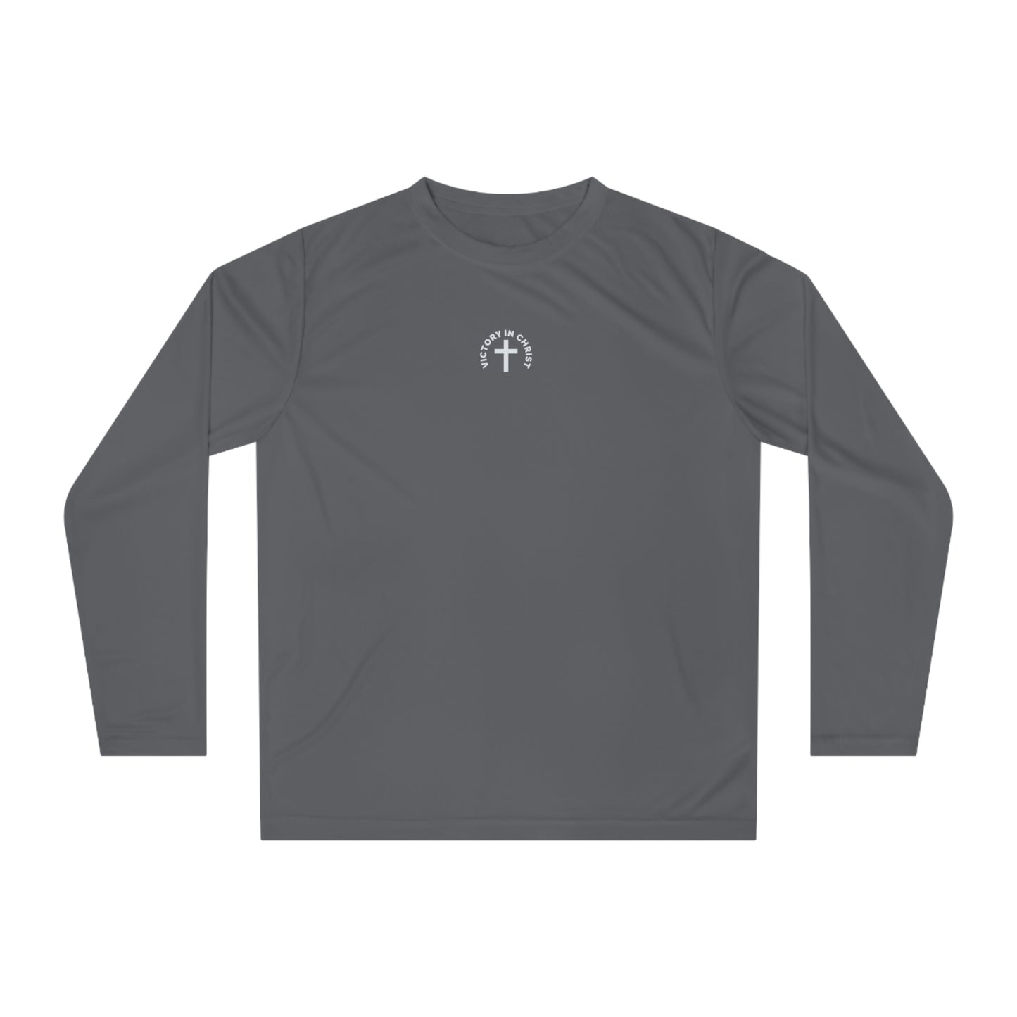 Victory in Christ Minimal Center Logo Unisex Performance Long Sleeve Shirt