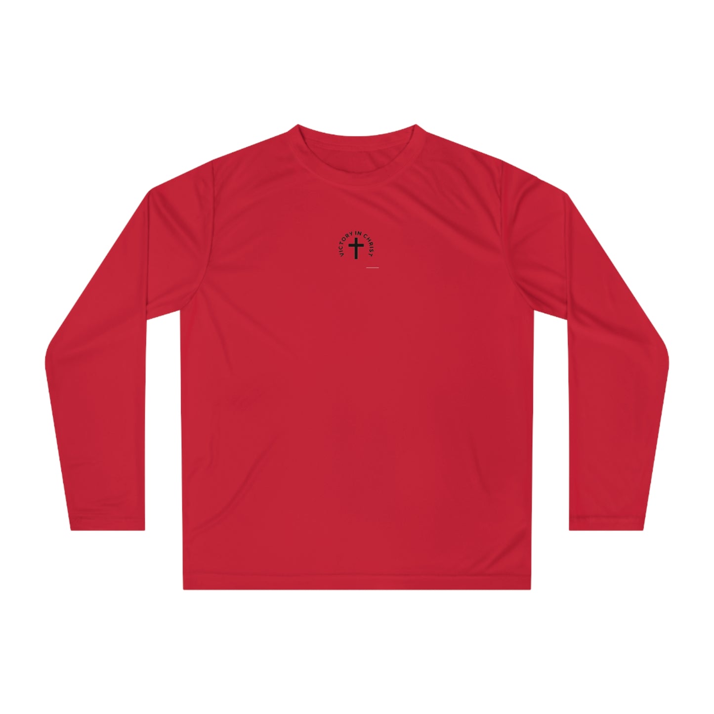 Victory in Christ Minimal Center Logo Unisex Performance Long Sleeve Shirt