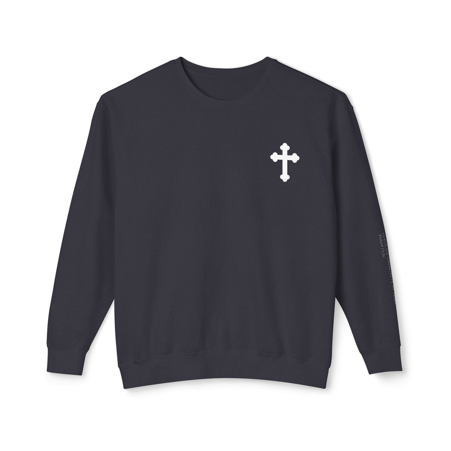 Unisex Lightweight Crewneck Sweatshirt with Cross Design - Casual Faith-Inspired Fashion