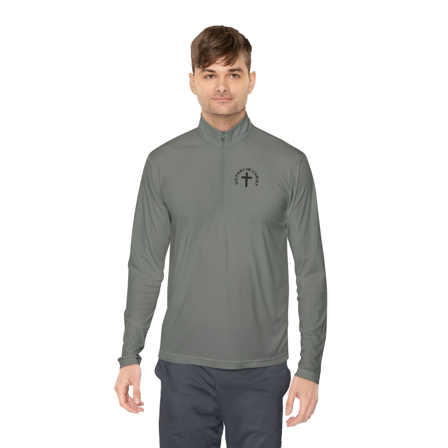 Unisex " Victory in Christ" Quarter-Zip Pullover - Stylish Comfort for Year-Round Adventures