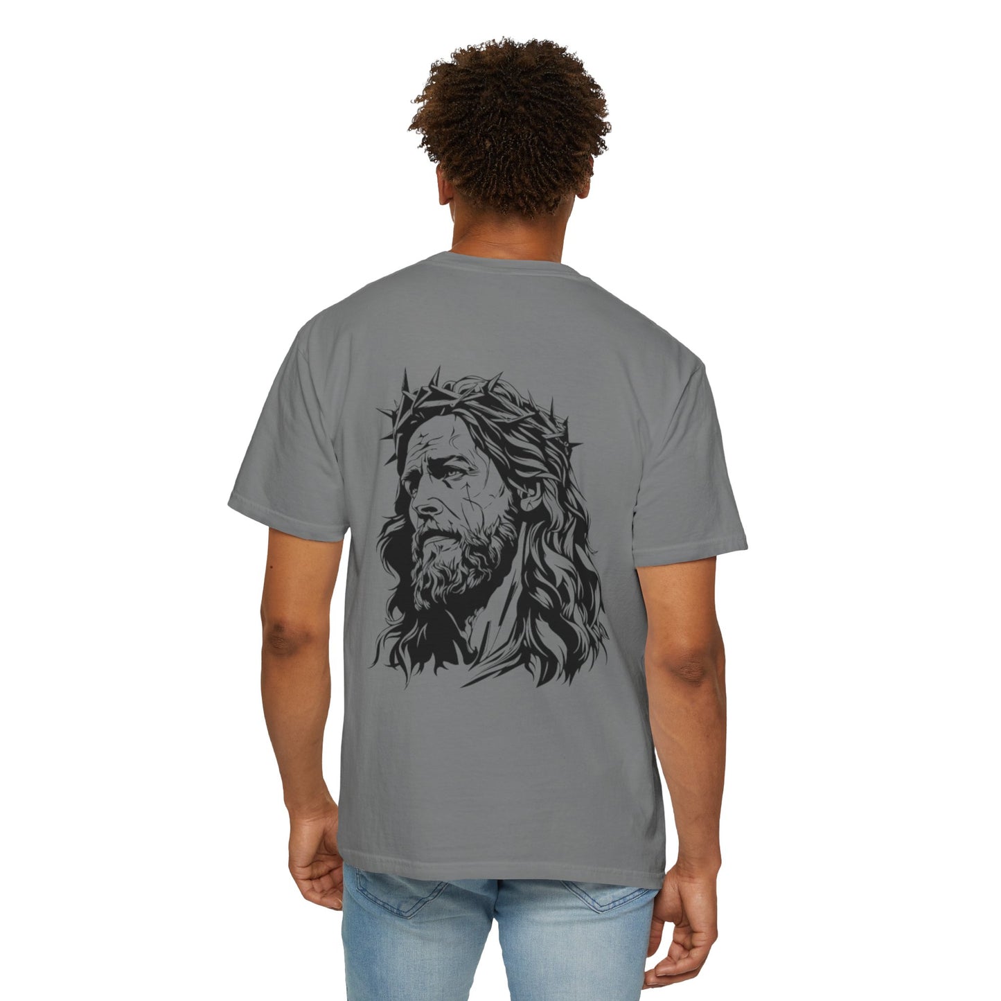 Unisex Garment-Dyed T-Shirt with Christ Illustration