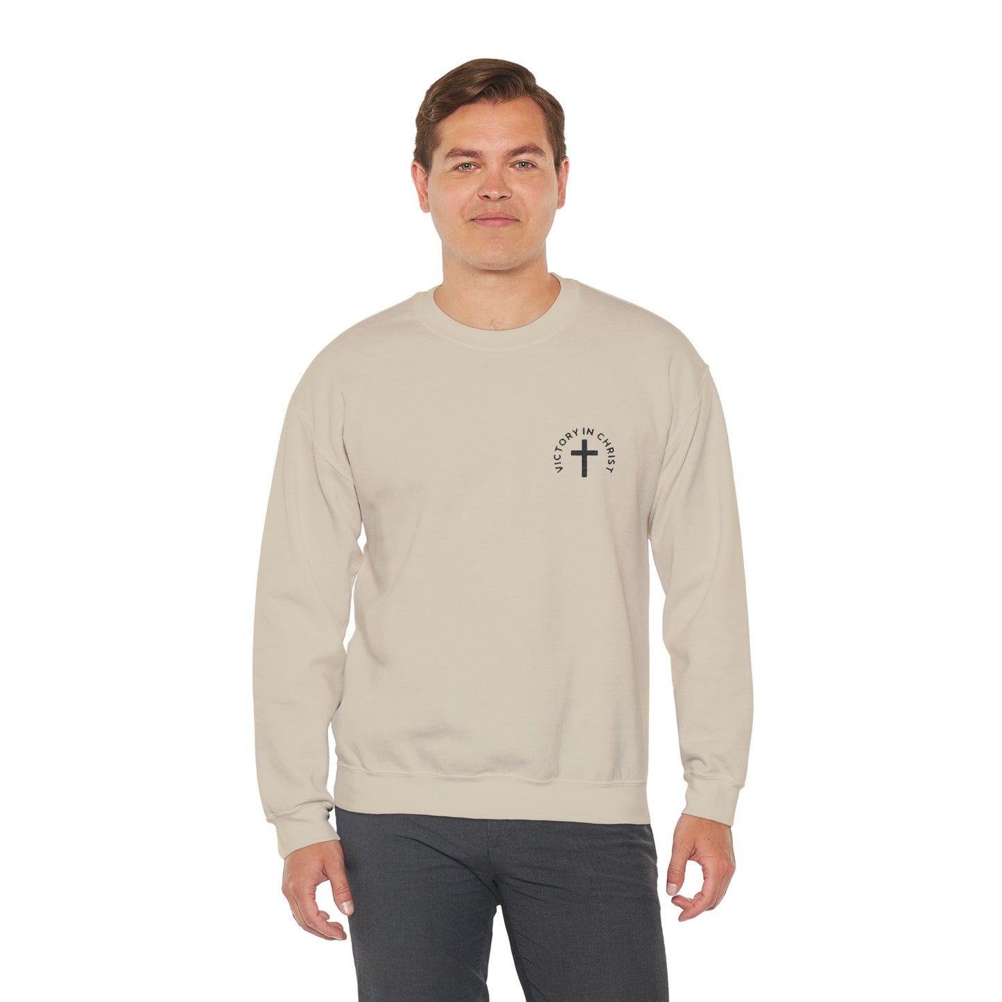 Unisex 'Victory in Christ' Crewneck Sweatshirt - Comfortable Apparel