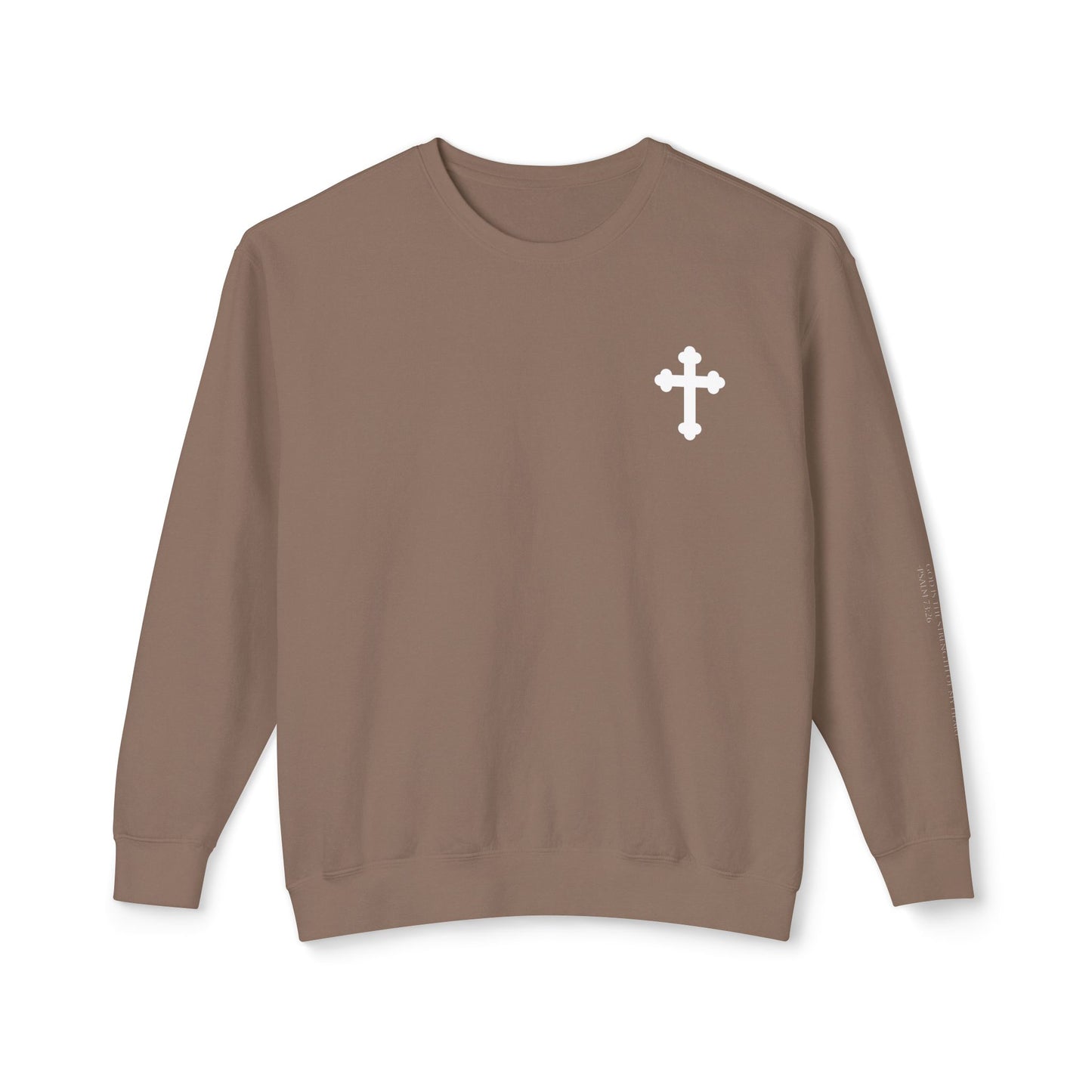 Unisex Lightweight Crewneck Sweatshirt with Cross Design - Casual Faith-Inspired Fashion