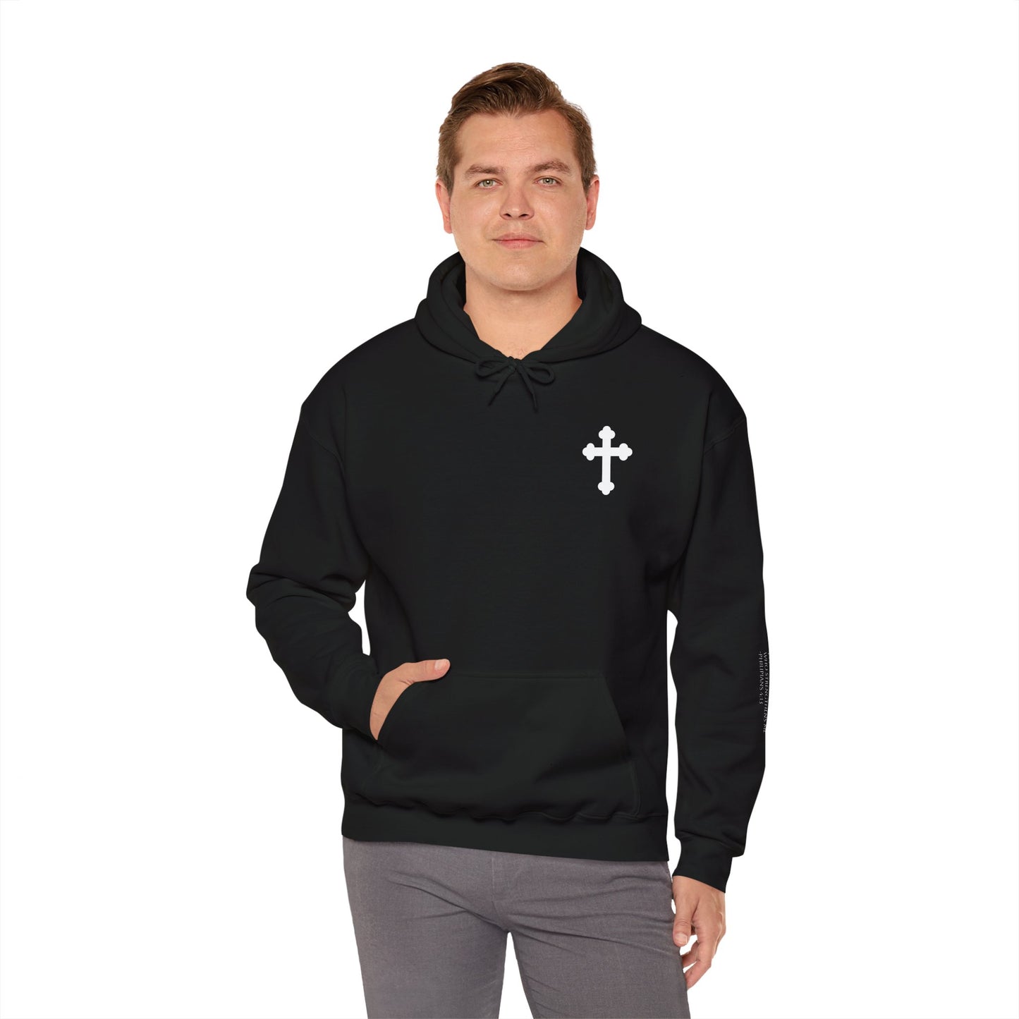 Philippians 4:13 Unisex Heavy Blend™ Hooded Sweatshirt with Cross Design - Cozy Streetwear for Any Occasion