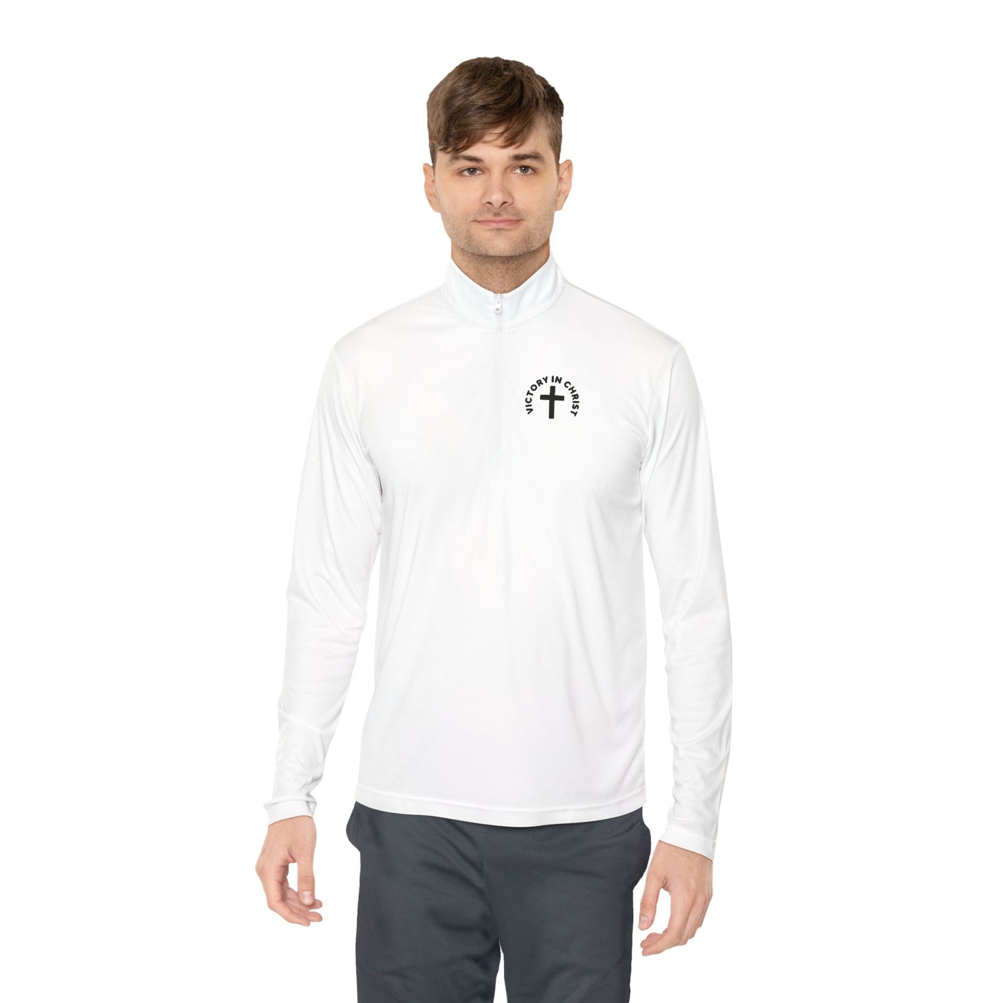 Unisex " Victory in Christ" Quarter-Zip Pullover - Stylish Comfort for Year-Round Adventures