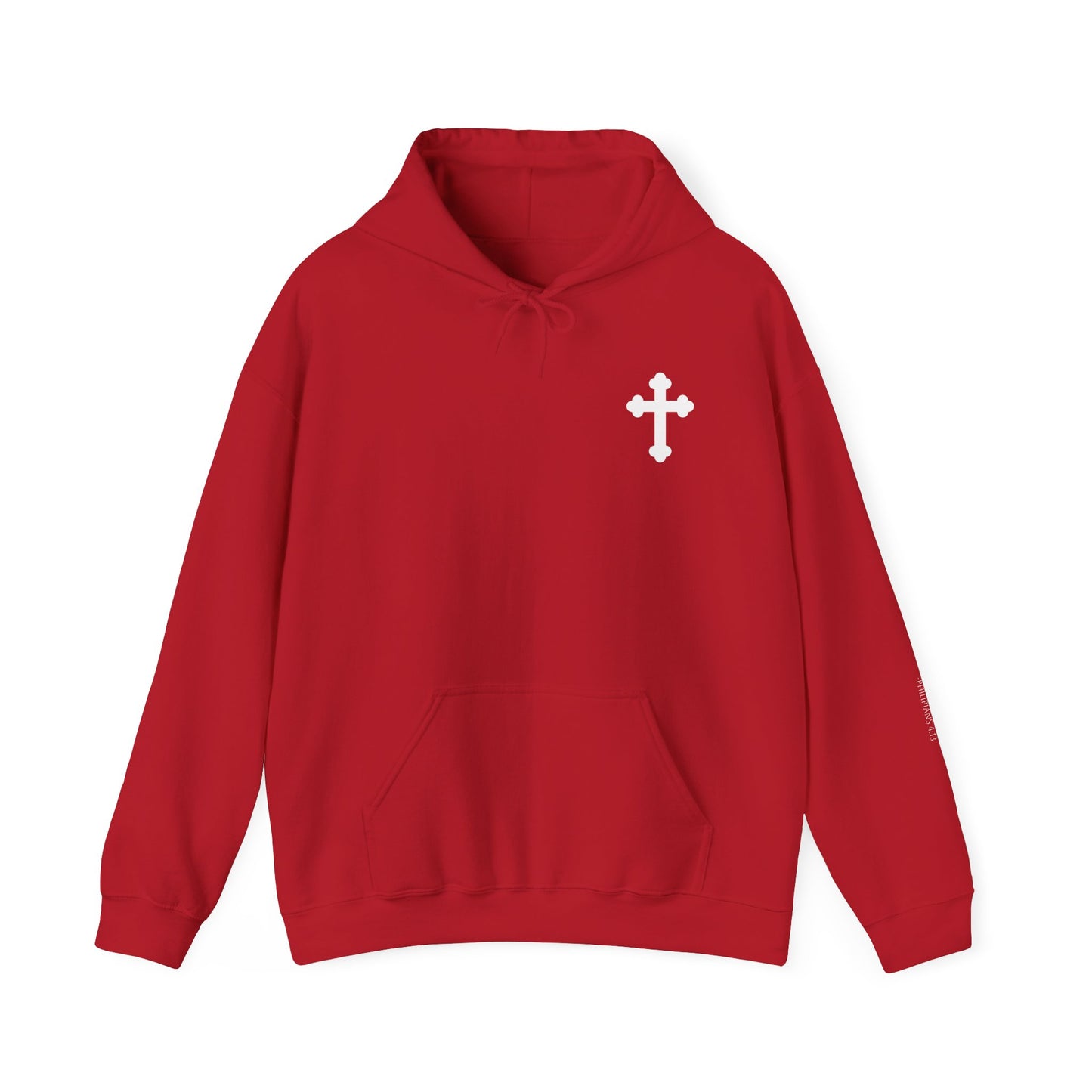 Philippians 4:13 Unisex Heavy Blend™ Hooded Sweatshirt with Cross Design - Cozy Streetwear for Any Occasion