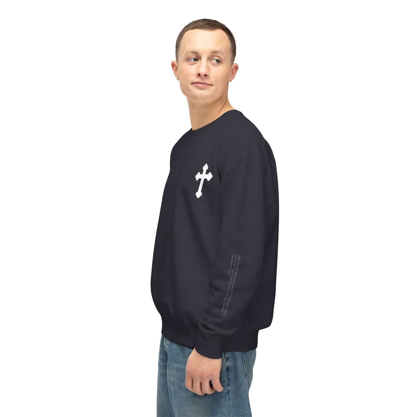 Unisex Lightweight Crewneck Sweatshirt with Cross Design - Casual Faith-Inspired Fashion