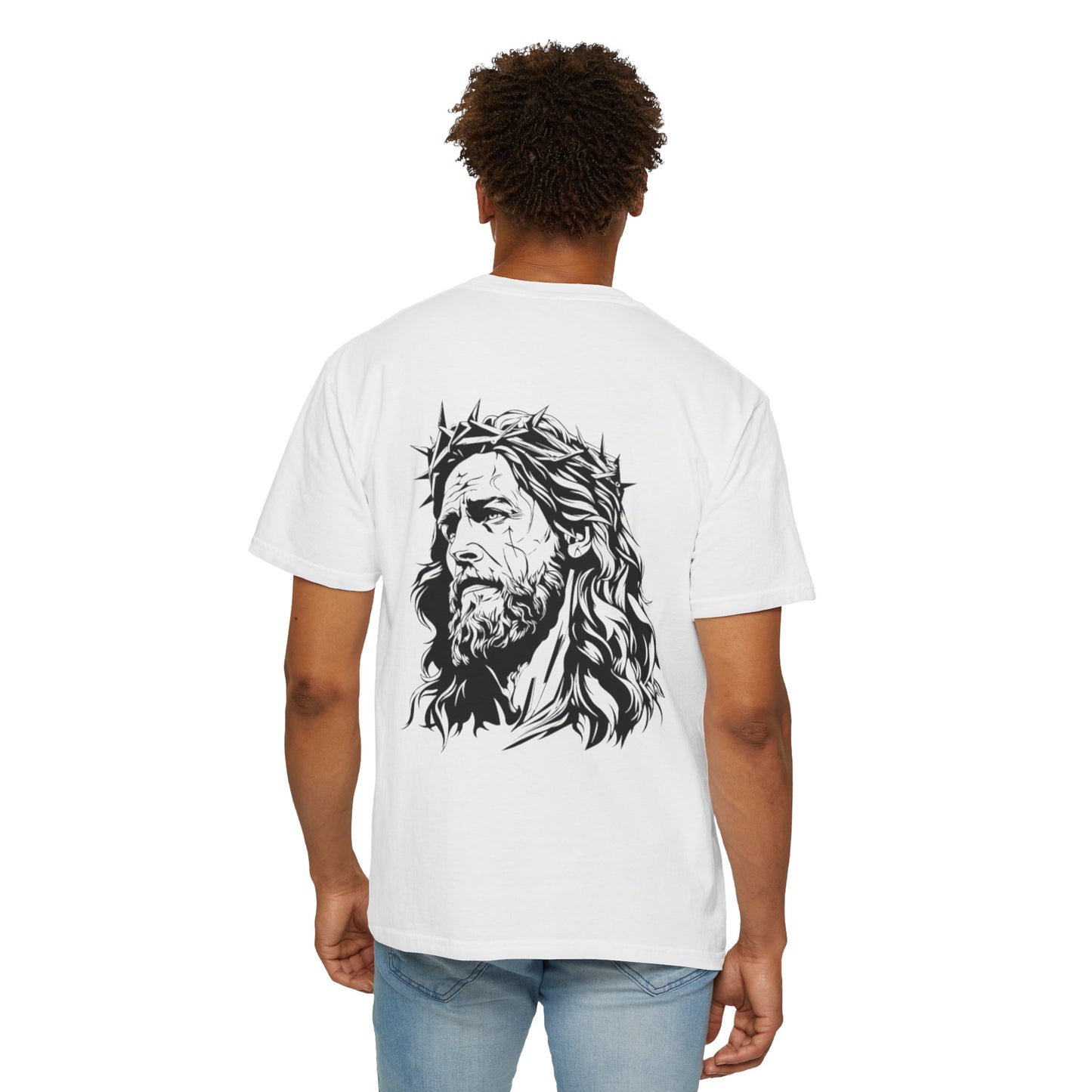 Unisex Garment-Dyed T-Shirt with Christ Illustration