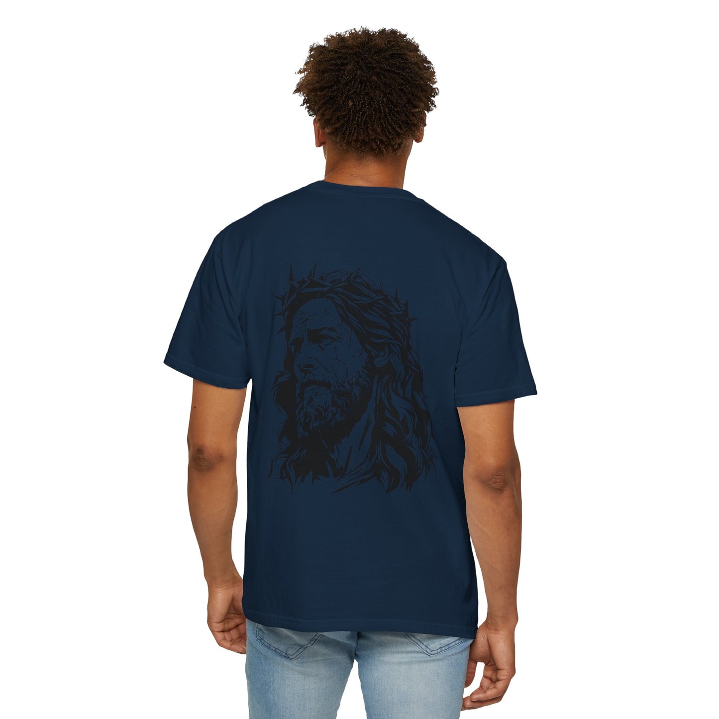 Unisex Garment-Dyed T-Shirt with Christ Illustration