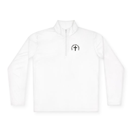 Unisex " Victory in Christ" Quarter-Zip Pullover - Stylish Comfort for Year-Round Adventures