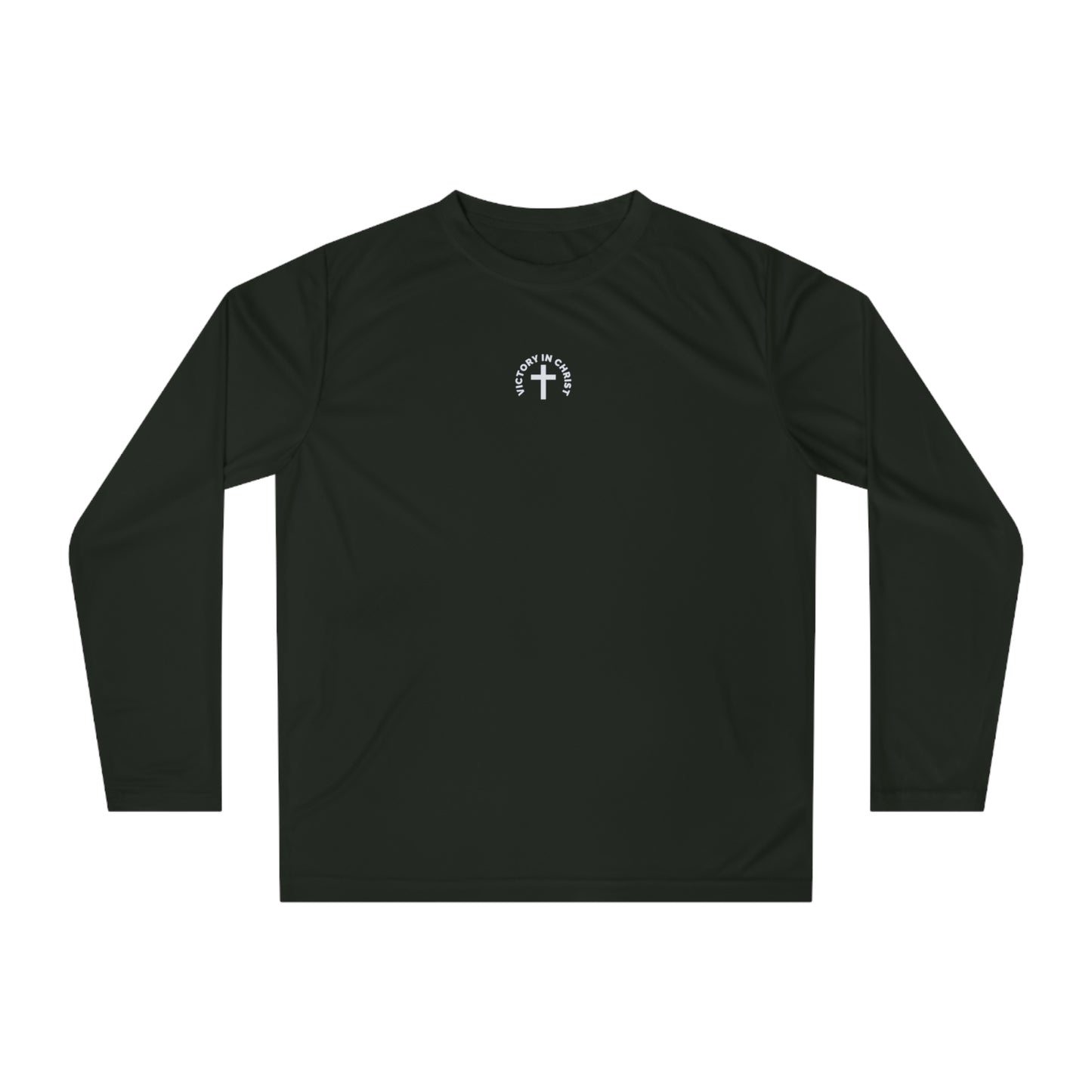 Victory in Christ Minimal Center Logo Unisex Performance Long Sleeve Shirt