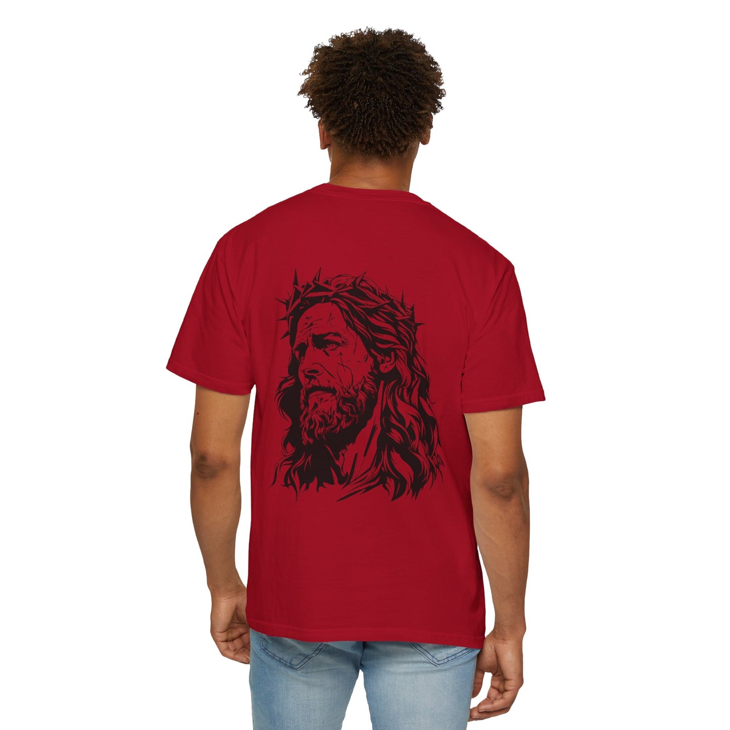 Unisex Garment-Dyed T-Shirt with Christ Illustration